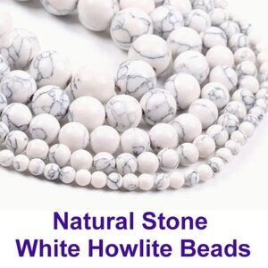 Natural Stone White Howlite Bead Strands  15"